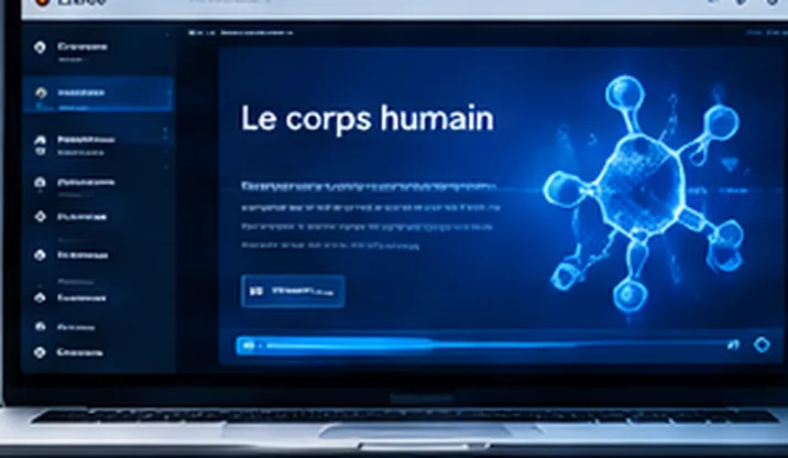 Démo : écran d’un module e-learning sur le corps humain, ouvert sur un ordinateur portable