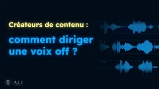 Vignette de la vidéo : « Créateurs de contenu : comment diriger une voix off ? », à côté de trois formes d’onde de la même phrase