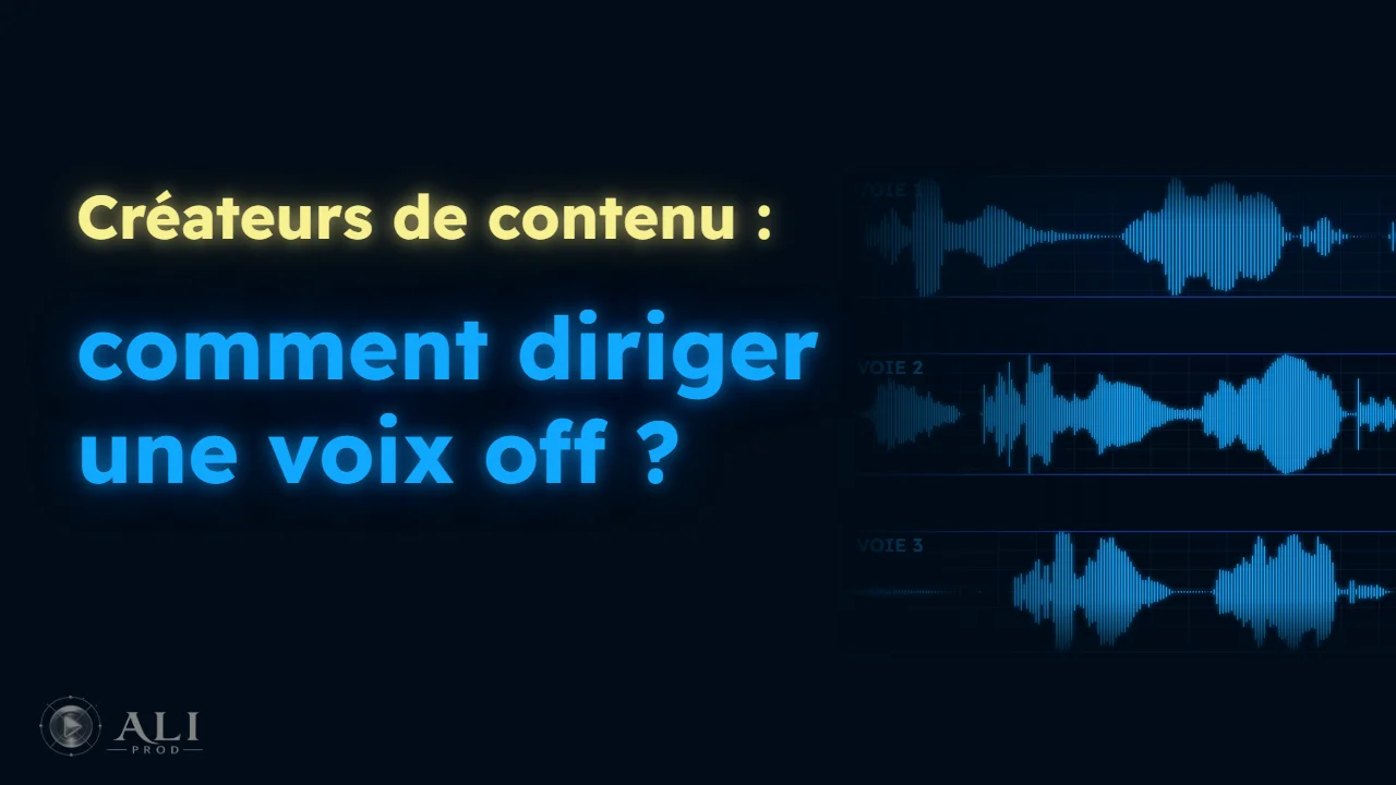 Vignette de la vidéo : « Créateurs de contenu : comment diriger une voix off ? », à côté de trois formes d’onde de la même phrase